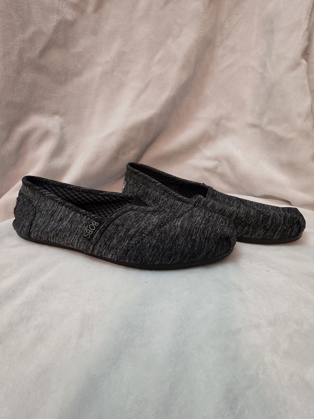 Skechers BOBS Women's Black Heathered Espadrille Slip-Ons
